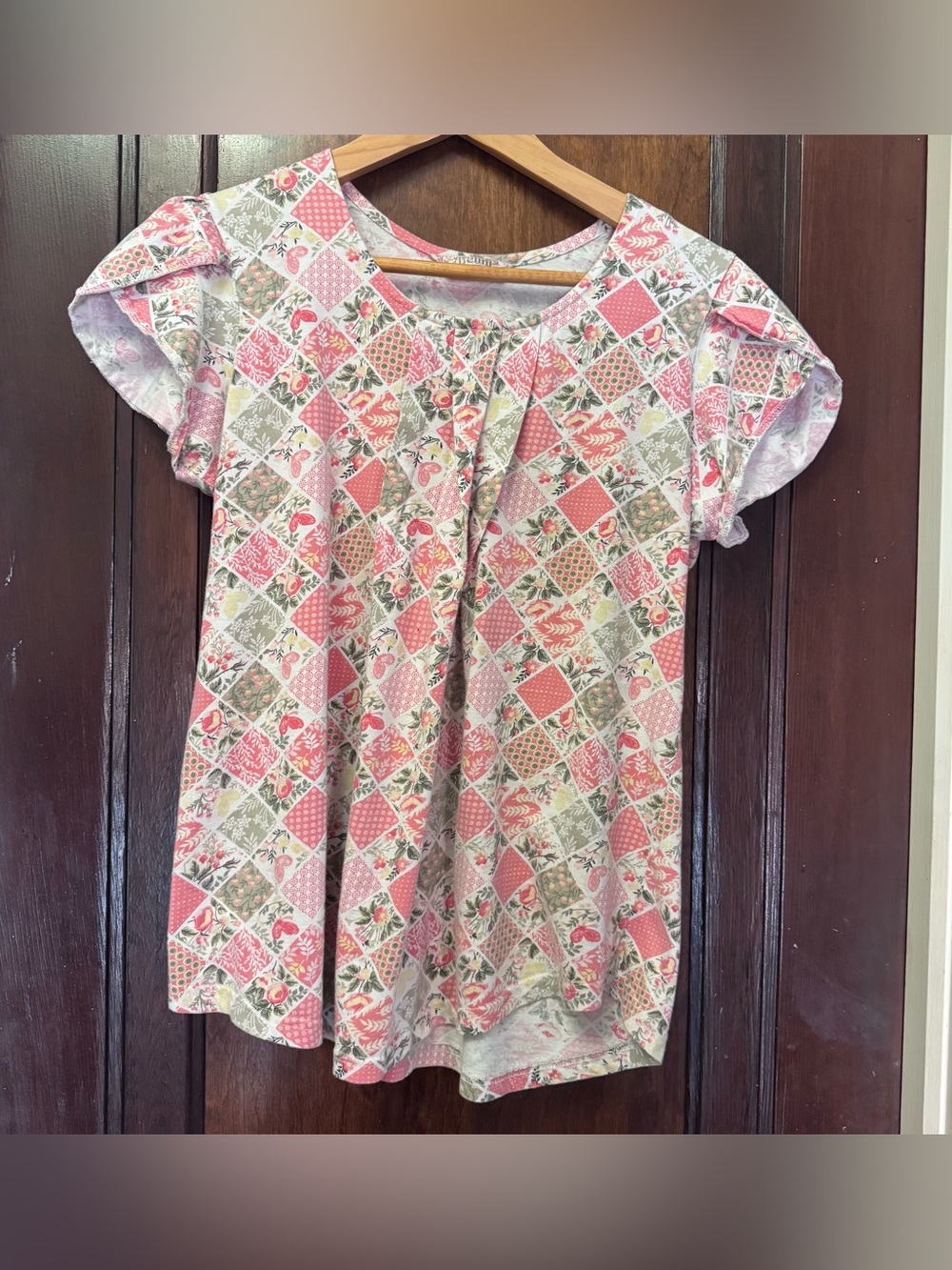 Women’s Cotton Floral Patchwork Print Top – Size L